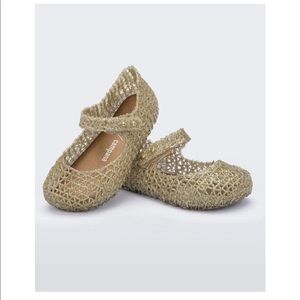 Mini Melissa Campana Papel Mary Jane Flats in Gold. Toddler SZ 7